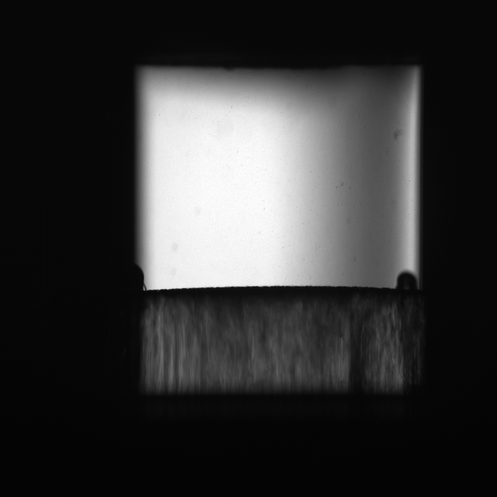 Actual grayscale DECLIC-DSI image showing a solidification interface inside an experimental sample.